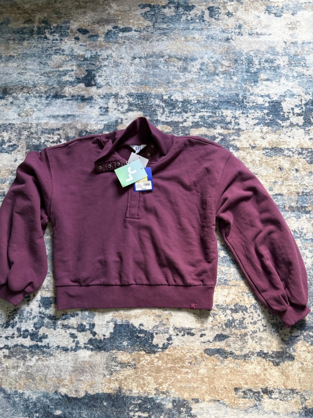 JoyLab Burgundy Snap-Button Cowl Pullover